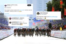 Social media posts overlaid on the Tour of Guangxi