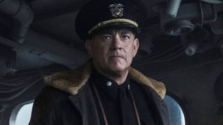 Tom Hanks as Commander Ernie Krause during one of the best Apple TV movies, Greyhound. 