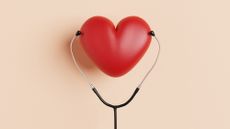 Heart balloon with stethoscope.