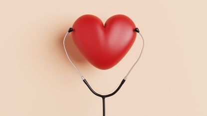 Heart balloon with stethoscope.