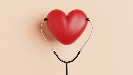 Heart balloon with stethoscope.