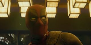 Deadpool being surprised during an intense moment in Deadpool 2
