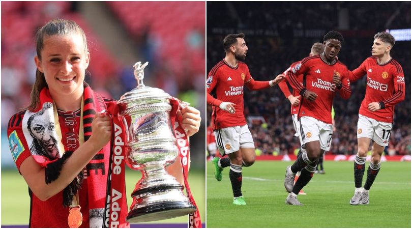 Ella Toone of Manchester United celebrates with the trophy after winning the Adobe Women&#039;s FA Cup Final match between Manchester United and Tottenham Hotspur at Wembley Stadium on May 12, 2024 in London, England.(Photo by Catherine Ivill - AMA/Getty Images)