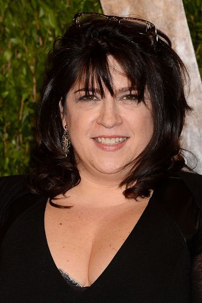 E L James wears a black dress at the Fifty Shades Of Grey book signing in LA