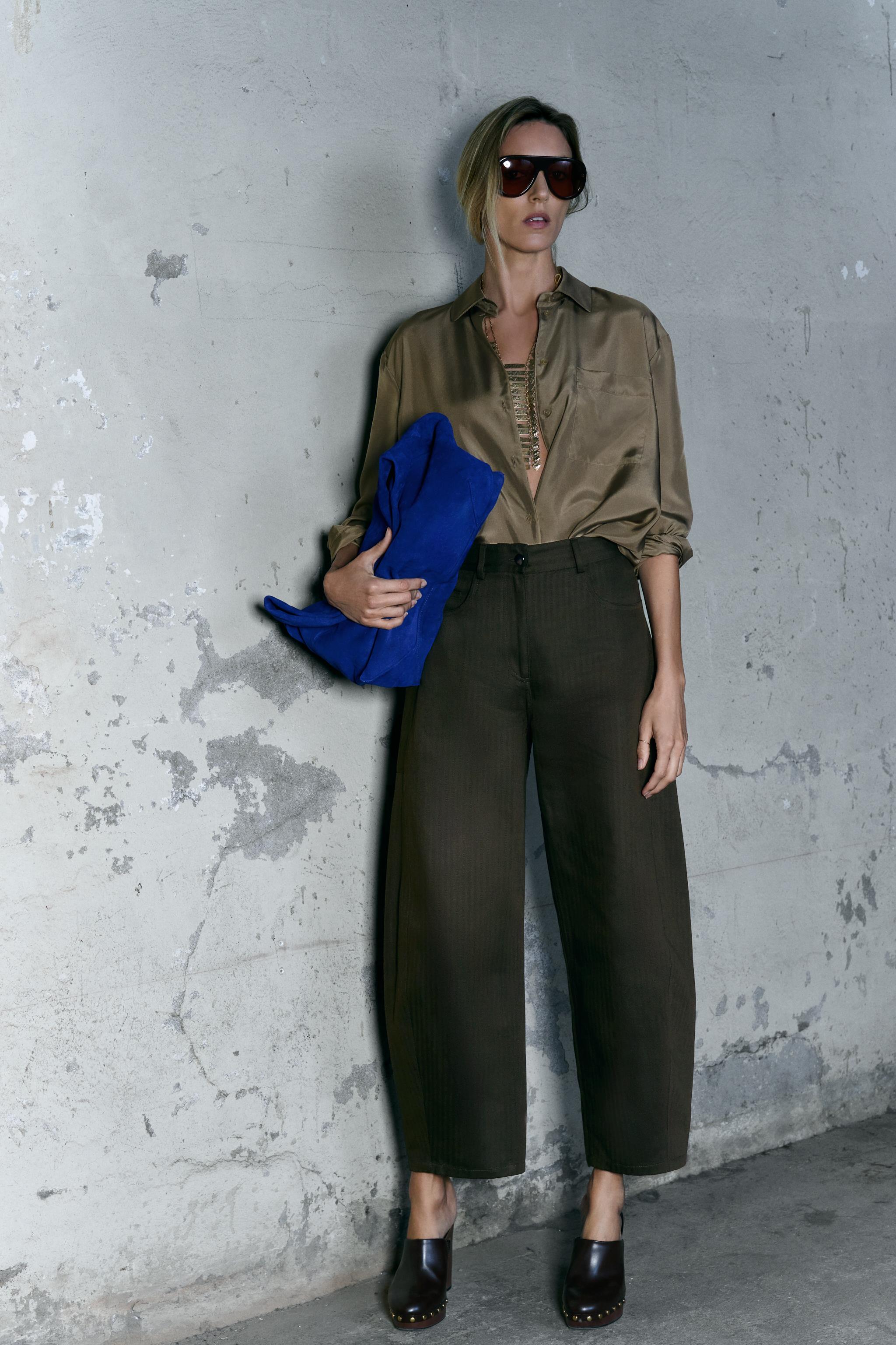 Zw Collection Herringbone Wide-Leg Trousers