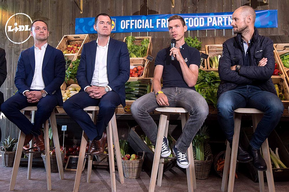 Tony Martin speaks at a press conference, Lidl to sponsor Etixx-QuickStep in 2016 and 2017