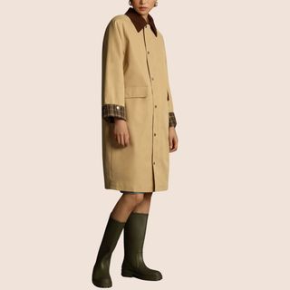 flat lay image of woman in trench coat