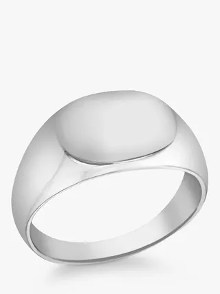 Ibb Personalised Unisex Oval Signet Ring, Silver