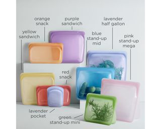 A set of nine food grade silicone food storage container bags