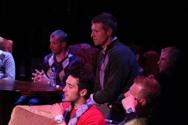 Hesjedal (centre) listens intently