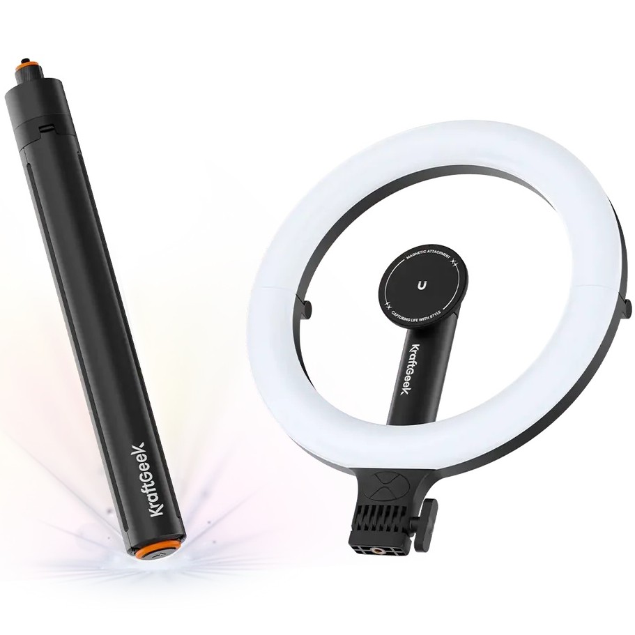 KraftGeek GlowRing Foldable Ring Light with Built-in Battery