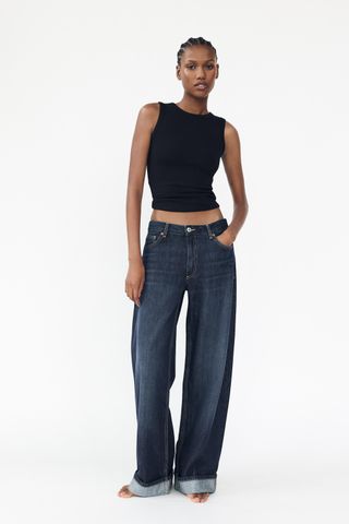 Trf Relaxed Fold Up Low-Rise Jeans