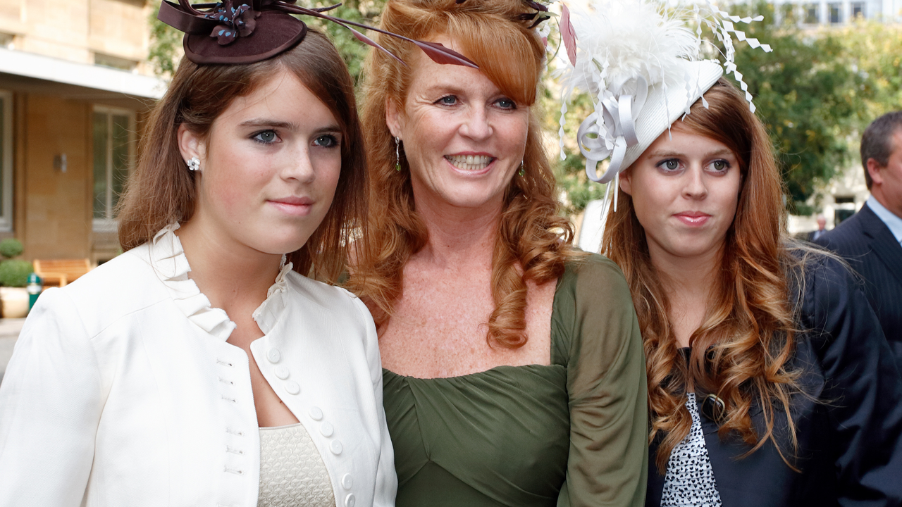 Princess Eugenie, Sarah Ferguson, Duchess of York and Princess Beatrice attend the wedding of Louis Buckworth and Chloe Delevingne at St Paul&#039;s Church, Knightsbridge on September 7, 2007 in London, England.