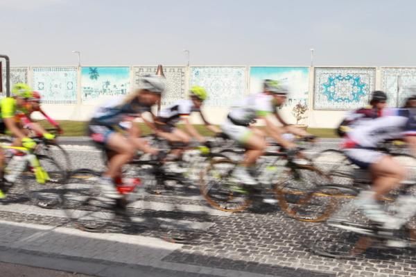 The decorated walls near the exit to the Katara Cultural Village