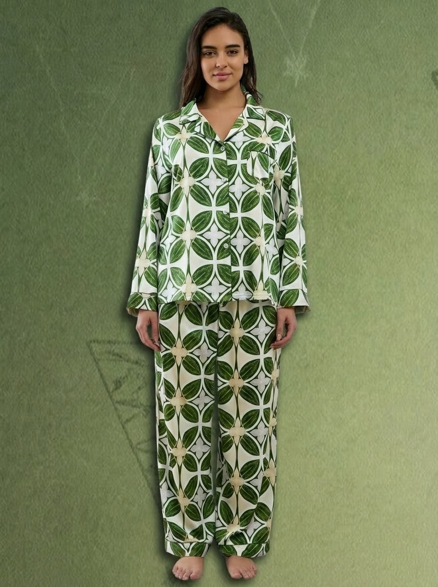 Yini Lulu Women's Silk Satin Pajama Set