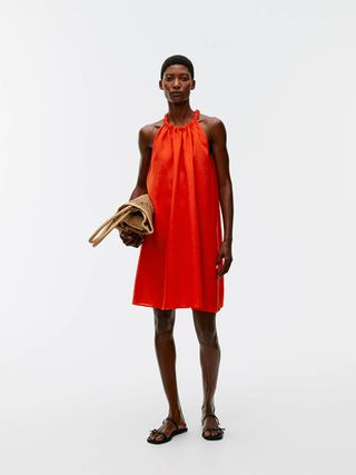 Bow Linen Dress - Orange - Arket Gb