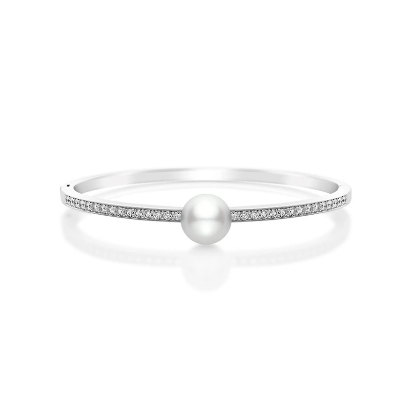 Mikimoto Logo Collection Classic White South Sea Cultured Pearl and Diamond Bracelet