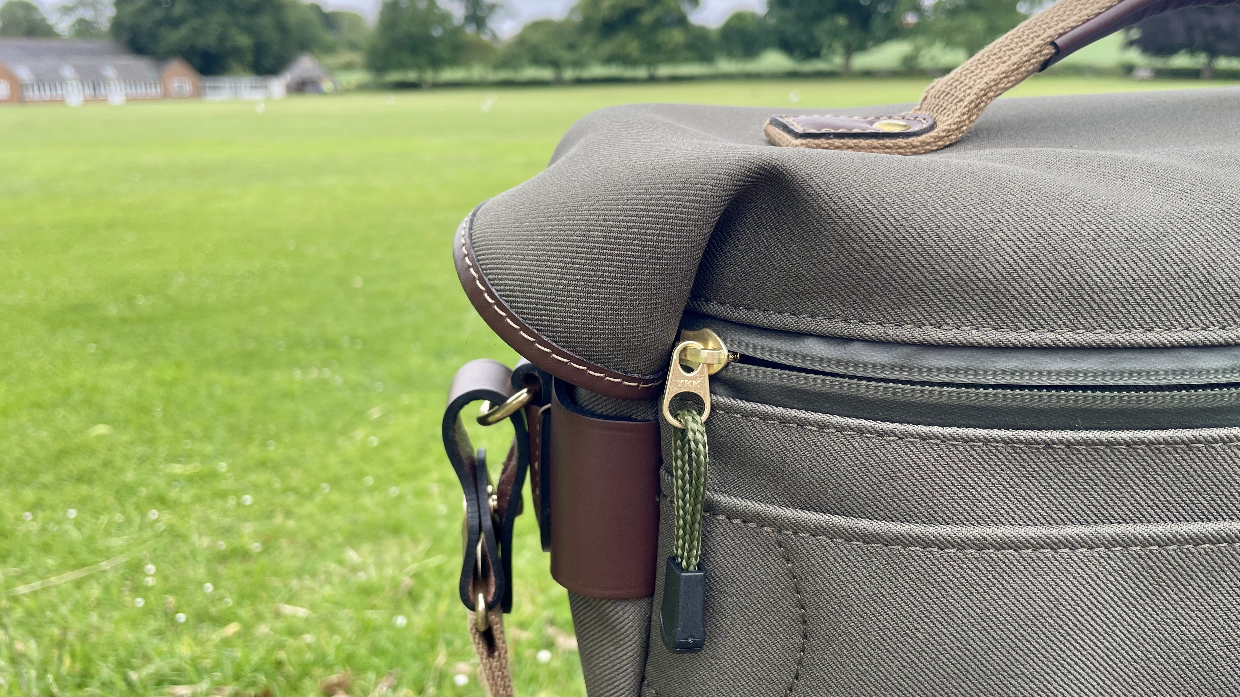 Billingham Hadley Pro 2020 camera bag outdoors on a park bench
