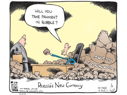 Political cartoon Russia falling oil prices