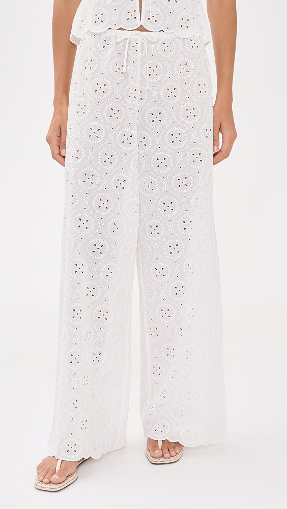 Wide Leg Drawstring Pants - White