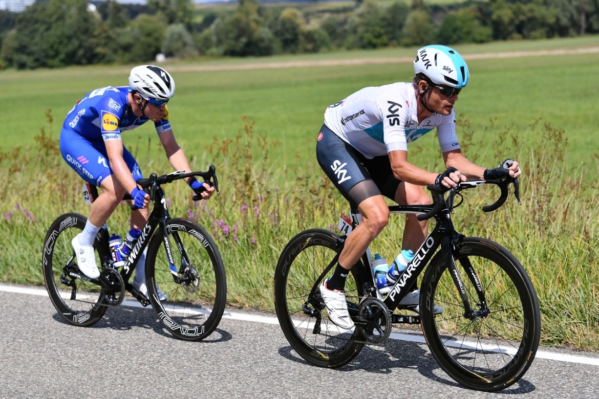 Remi Cavagna (Quick-Step Floors) and Vasil Kiryienka (Team Sky) in the breakaway