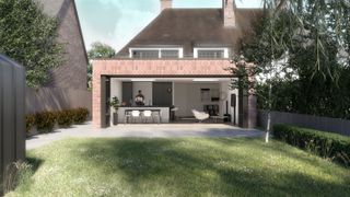 single storey brick extension to semi-detached house