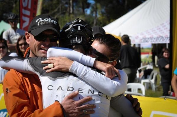 Jacques Rossouw is congratulated by Shan Wilson and his wife