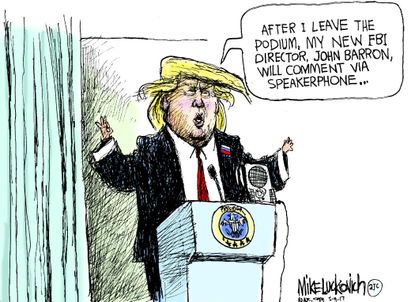 Political Cartoon U.S. President Trump FBI Director Comey John Barron