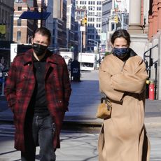 new york city, ny march 8 katie holmes and emilio vitolo jr out for a walk on march 8, 2021 in new york city, new york photo by lrnycmegagc images