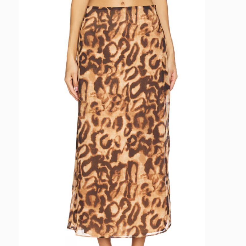 leopard print midi skirt