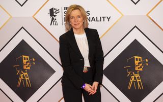 Hazel Irvine posing for a photo at BBC Sports Personality of the Year