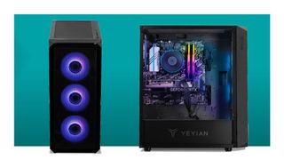 Yeyian Tanto gaming PCs on colourful background