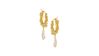 Joanna Laura Constantine Gold-Plated Waves Pearl Hoop Earrings