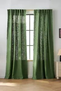 Anthropologie Luxe Linen Blend Woven Curtain