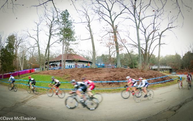 Racers fly by the gazebo