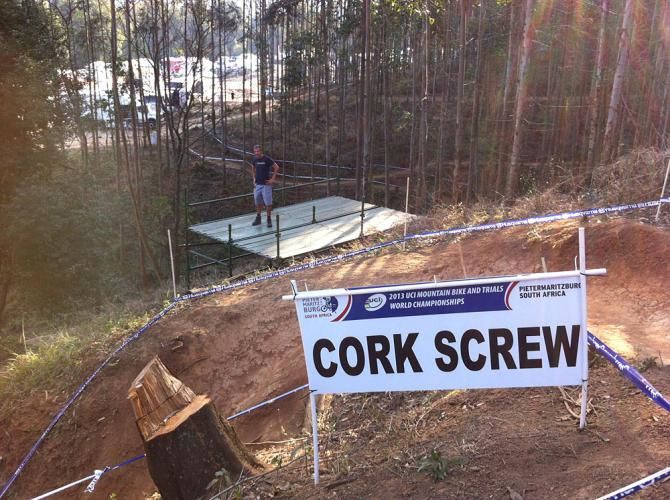 The Corkscrew is the name of one steep, technical section on the cross country course. A TV camera will be set up on this platform.