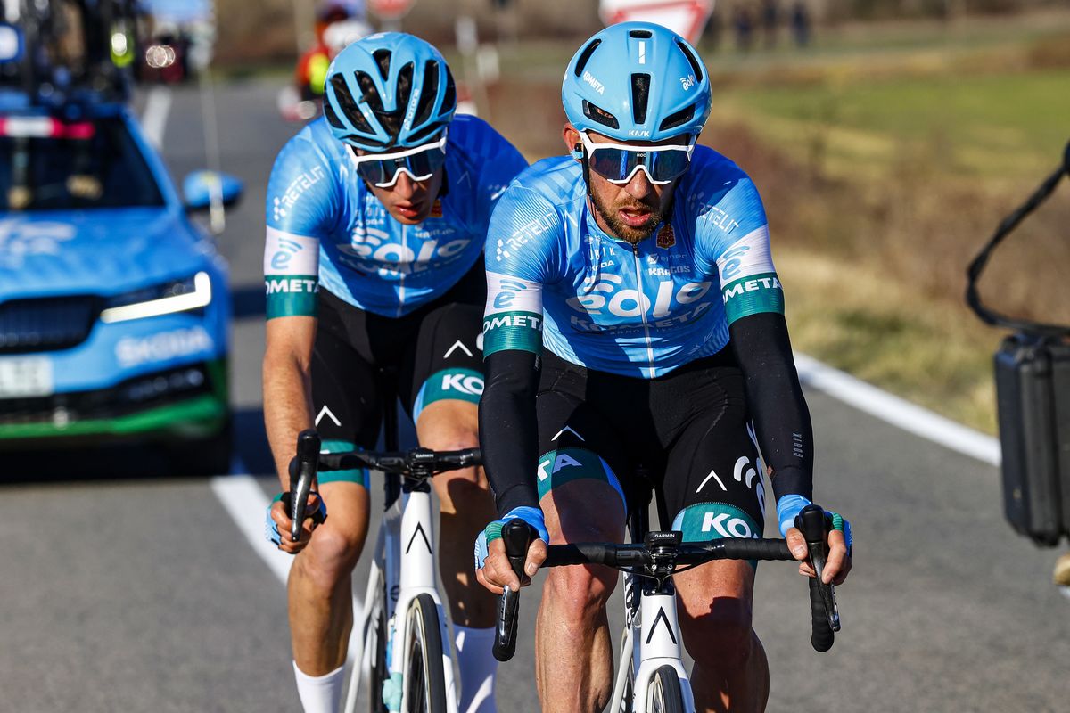 Tirreno Adriatico 2022 - 57th Edition - 2nd stage Camaiore - Sovicille 219 km - 08/03/2022 - Davide Bais (ITA - EOLO - Kometa) - Francesco Gavazzi (ITA - EOLO - Kometa) - photo Luca Bettini/SprintCyclingAgency&Acirc;&copy;2022