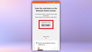 A screenshot of the Nintendo Switch Parental Controls app. A registration code is highlighted
