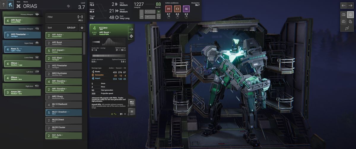 Mechs in Phantom Brigade shooting at one another.