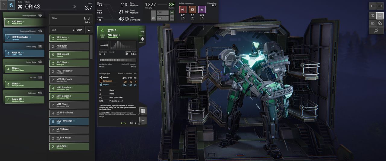 Mechs in Phantom Brigade shooting at one another.