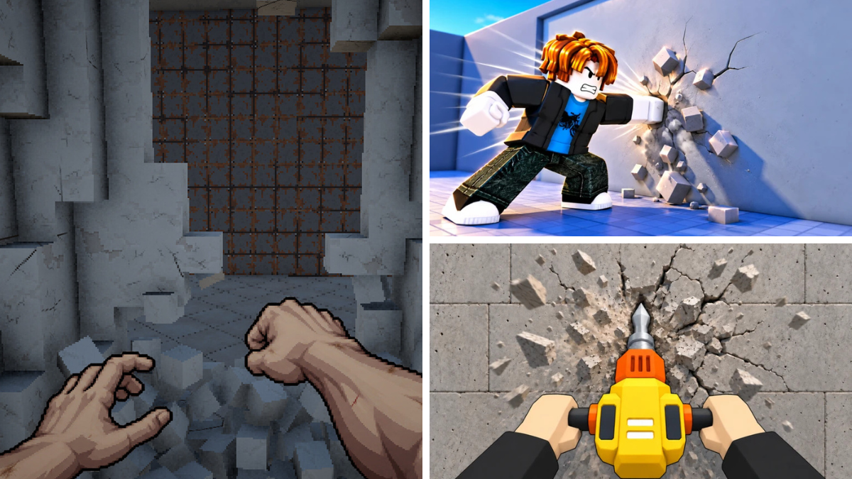 Three games involving punching or destroying a wall