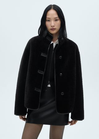 Applique Fur Effect Coat - Women | Mango United Kingdom