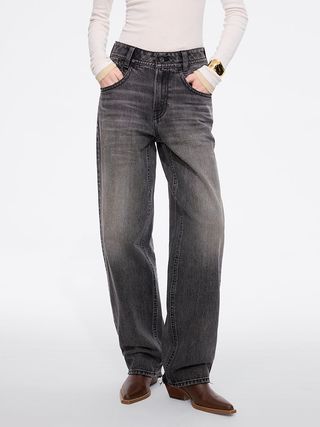 High Waisted Barrel Jeans - Black Fog / 23