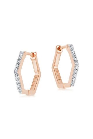 Pave Rose Gold Hex Huggies