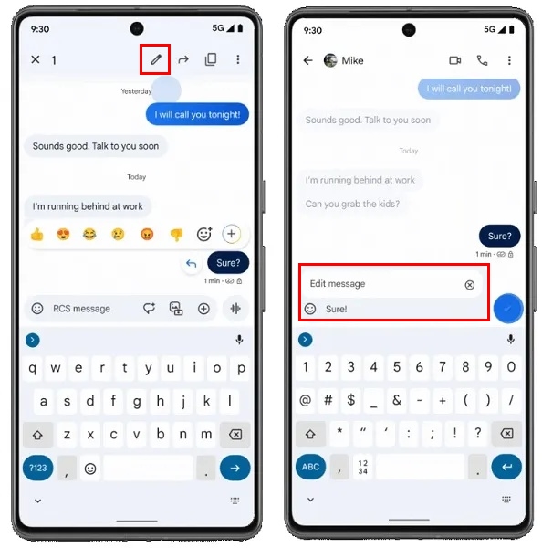 Pasos para editar mensajes en Google Messages