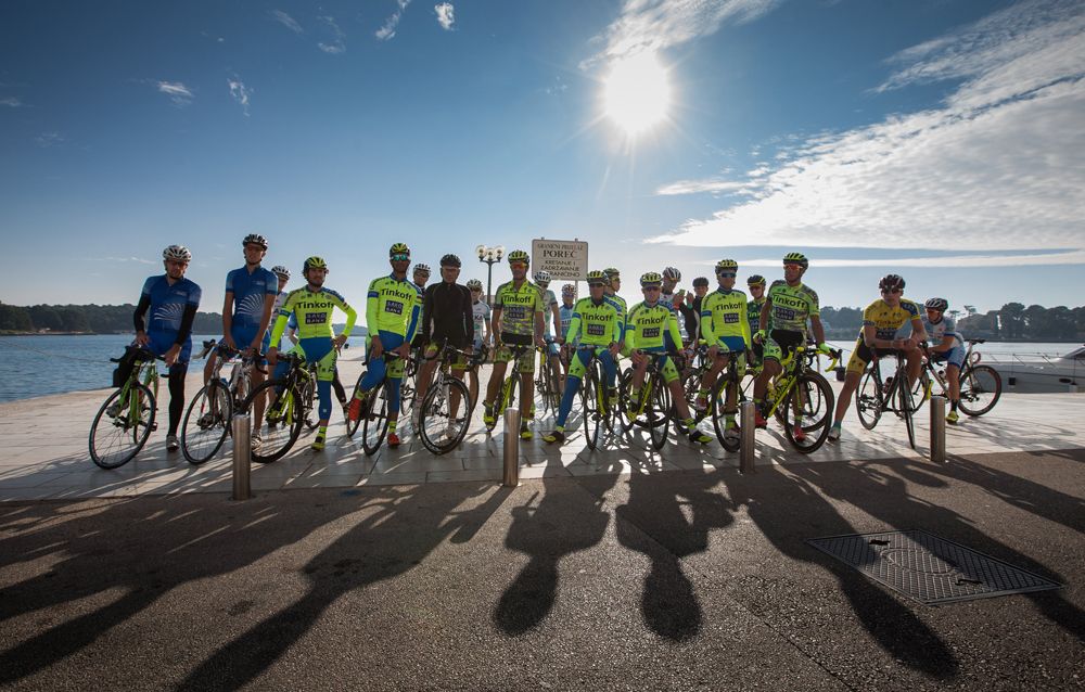 The Tinkoff Saxo riders at their photo shoot in Croatia