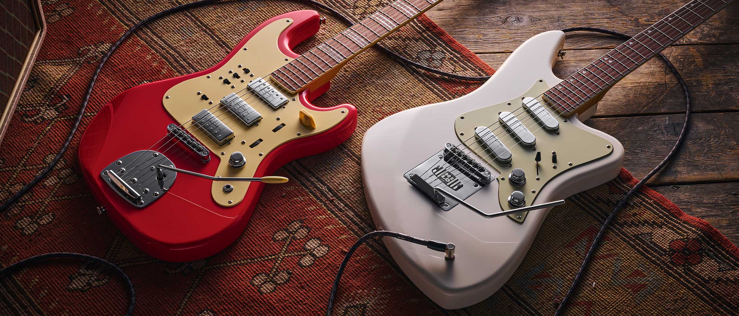 Vintage REVO Galactica: a retro-inspired red electric with switches, three pickups and vibrato
