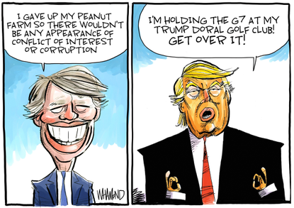 Political Cartoon U.S. Trump G7 Doral Jimmy Carter