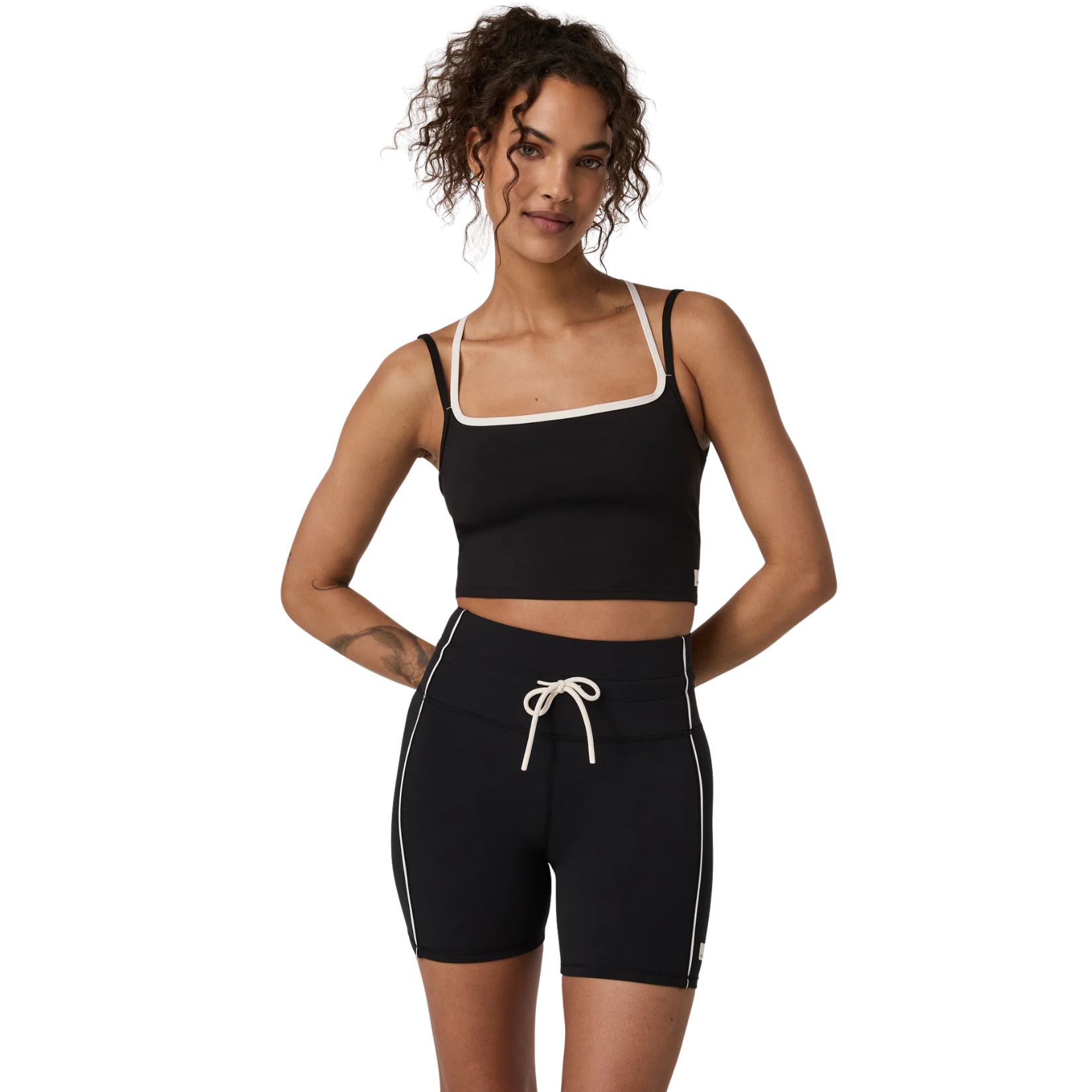 Vuori Daily Layered Tank and shorts