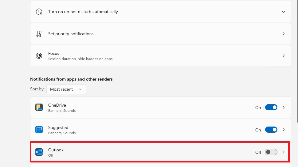 How to toggle off an app notification.